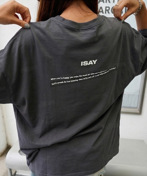 Dalfwin(ダールフィン)の「韓国ファッション ISAYバックプリント半袖Tシャツ(Tシャツ/カットソー・レディース・ブラック/チャコールグレー/ホワイト・FREE)」の19枚目の写真