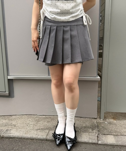 Another Branch olive des olive(アナザーブランチオリーブデオリーブ)の「キラキラプリーツスカパン(スカート・レディース・ブラック/チャコールグレー・FREE)」の9枚目の写真