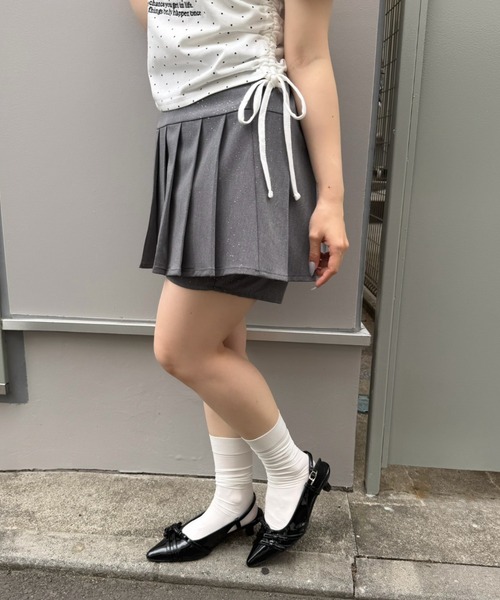 Another Branch olive des olive(アナザーブランチオリーブデオリーブ)の「キラキラプリーツスカパン(スカート・レディース・ブラック/チャコールグレー・FREE)」の6枚目の写真