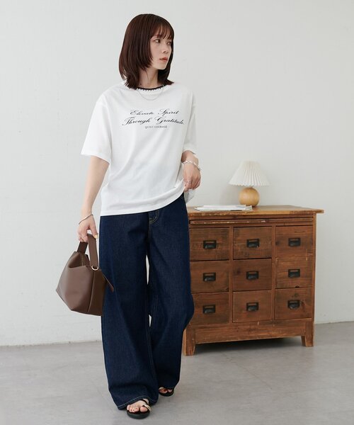 DISCOAT（ディスコート）の「【WEB限定】衿編みロゴTシャツ（Tシャツ/カットソー・レディース・ネイビー/チャコールグレー/オフホワイト・MEDIUM）」の13枚目の写真