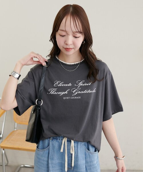 DISCOAT（ディスコート）の「【WEB限定】衿編みロゴTシャツ（Tシャツ/カットソー・レディース・ネイビー/チャコールグレー/オフホワイト・MEDIUM）」の16枚目の写真