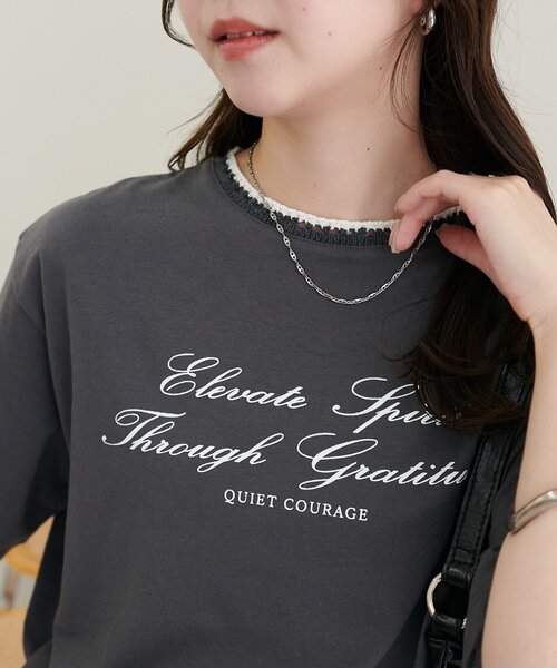 DISCOAT（ディスコート）の「【WEB限定】衿編みロゴTシャツ（Tシャツ/カットソー・レディース・ネイビー/チャコールグレー/オフホワイト・MEDIUM）」の18枚目の写真