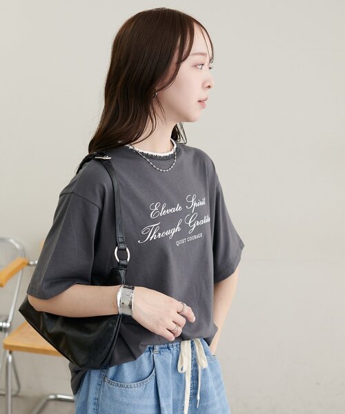 DISCOAT（ディスコート）の「【WEB限定】衿編みロゴTシャツ（Tシャツ/カットソー・レディース・ネイビー/チャコールグレー/オフホワイト・MEDIUM）」の20枚目の写真