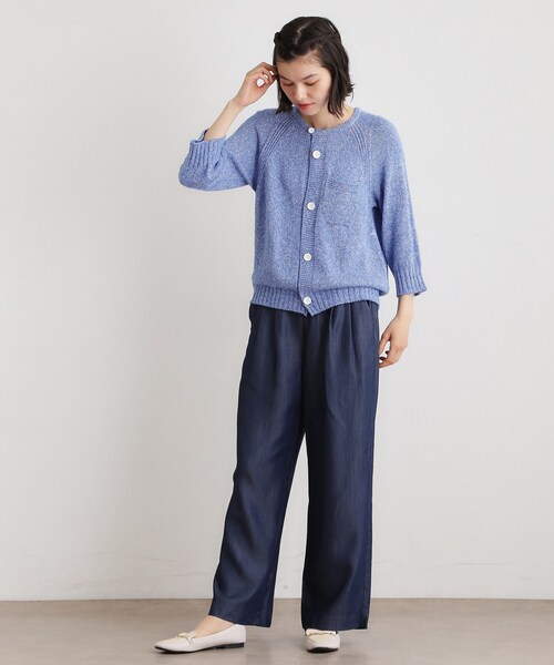 LAURA ASHLEY(ローラアシュレイ)の「【日本製/ワンマイルウエア】ギマブークレーヤーン カーディガン(カーディガン/ボレロ・レディース・ブルー/ダークグリーン・38)」の4枚目の写真