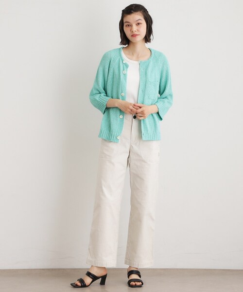 LAURA ASHLEY(ローラアシュレイ)の「【日本製/ワンマイルウエア】ギマブークレーヤーン カーディガン(カーディガン/ボレロ・レディース・ブルー/ダークグリーン・38)」の8枚目の写真