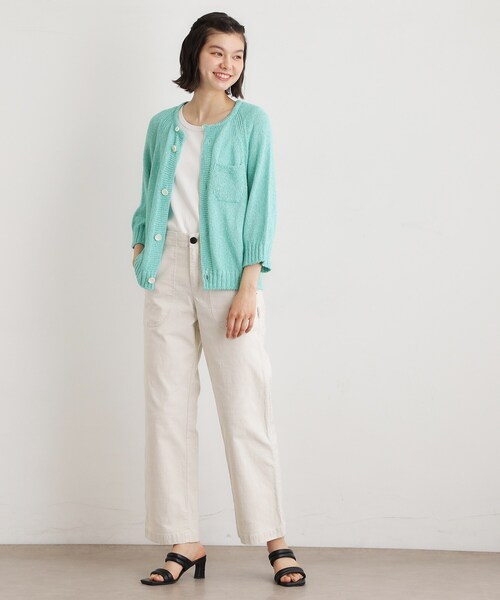 LAURA ASHLEY(ローラアシュレイ)の「【日本製/ワンマイルウエア】ギマブークレーヤーン カーディガン(カーディガン/ボレロ・レディース・ブルー/ダークグリーン・38)」の9枚目の写真