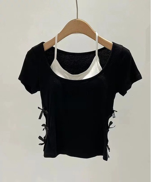 MAISON DE THERESE(メゾン ド テレーズ)の「フェイクツーピース カップ付き T シャツ サイドカット ギャル(Tシャツ/カットソー・レディース・ブラック/ブルー/グレー・FREE)」の8枚目の写真