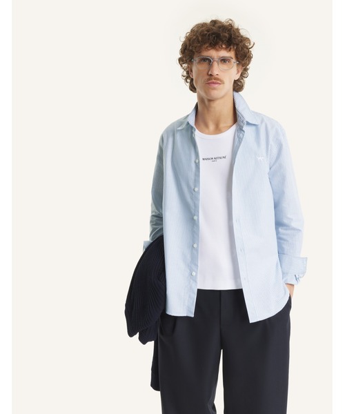 Maison Kitsune(メゾンキツネ)の「PROFILE FOX STRIPED REGULAR SHIRT(シャツ/ブラウス・メンズ・スカイブルー系・M/XS)」の7枚目の写真