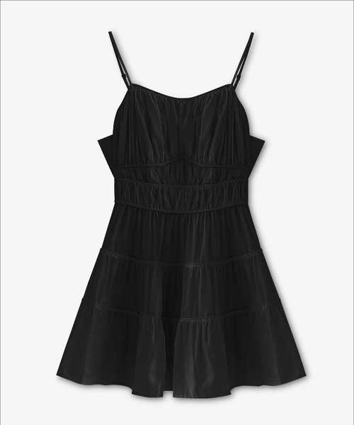 Back ribbon gather flare mini onepiece(eme10704)（スカート）｜M me