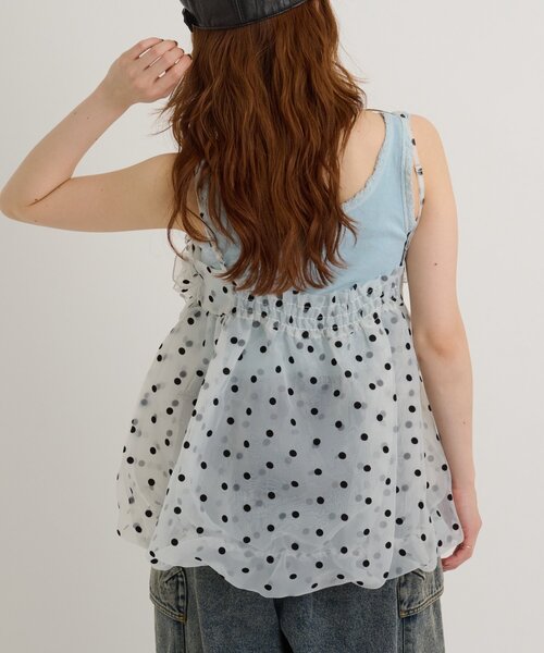 w closet(ダブルクローゼット)の「シアーバルーンキャミ 夏服(キャミソール・レディース・オフホワイト/ブラック/ブルー・FREE)」の16枚目の写真