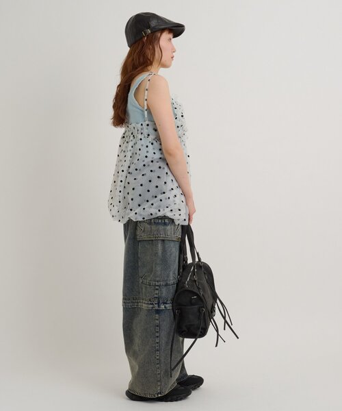 w closet(ダブルクローゼット)の「シアーバルーンキャミ 夏服(キャミソール・レディース・オフホワイト/ブラック/ブルー・FREE)」の19枚目の写真