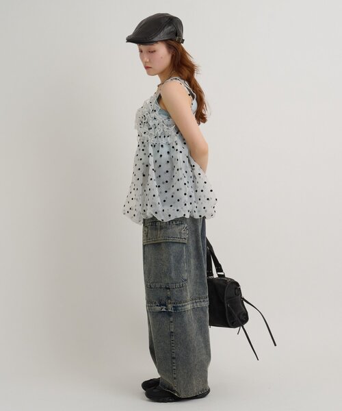 w closet(ダブルクローゼット)の「シアーバルーンキャミ 夏服(キャミソール・レディース・オフホワイト/ブラック/ブルー・FREE)」の17枚目の写真