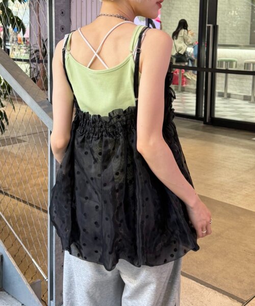 w closet(ダブルクローゼット)の「シアーバルーンキャミ 夏服(キャミソール・レディース・オフホワイト/ブラック/ブルー・FREE)」の15枚目の写真