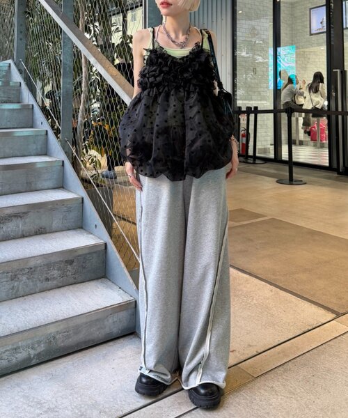 w closet(ダブルクローゼット)の「シアーバルーンキャミ 夏服(キャミソール・レディース・オフホワイト/ブラック/ブルー・FREE)」の10枚目の写真