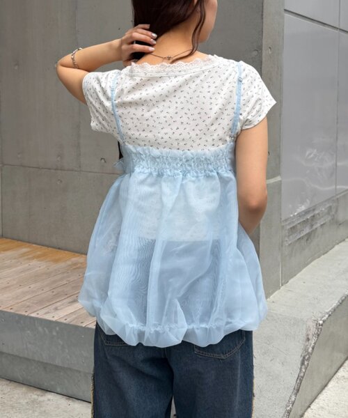 w closet(ダブルクローゼット)の「シアーバルーンキャミ 夏服(キャミソール・レディース・オフホワイト/ブラック/ブルー・FREE)」の8枚目の写真