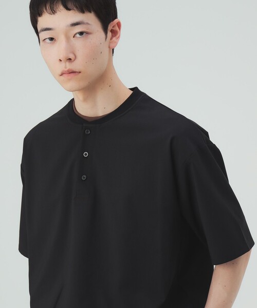 BEAMS HEART（ビームスハート）の「【8/6値下げ】ポリトロ リブ ヘンリーネック Tシャツ（Tシャツ/カットソー・メンズ・ブラック/ダークブラウン・S/M/XL/L）」の7枚目の写真