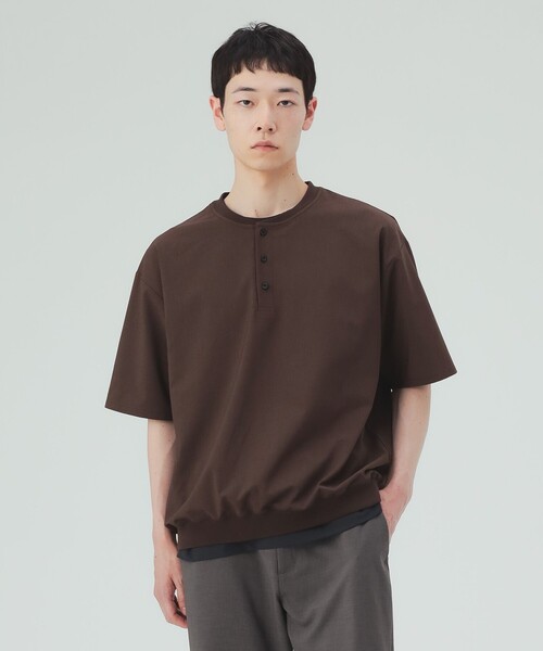 BEAMS HEART（ビームスハート）の「【8/6値下げ】ポリトロ リブ ヘンリーネック Tシャツ（Tシャツ/カットソー・メンズ・ブラック/ダークブラウン・S/M/XL/L）」の19枚目の写真