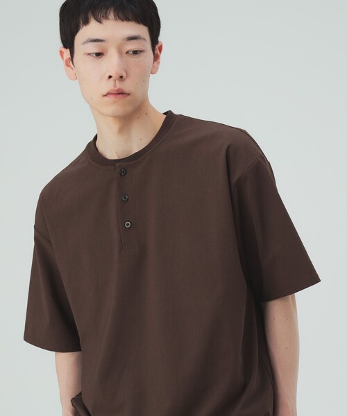 BEAMS HEART（ビームスハート）の「【8/6値下げ】ポリトロ リブ ヘンリーネック Tシャツ（Tシャツ/カットソー・メンズ・ブラック/ダークブラウン・S/M/XL/L）」の20枚目の写真