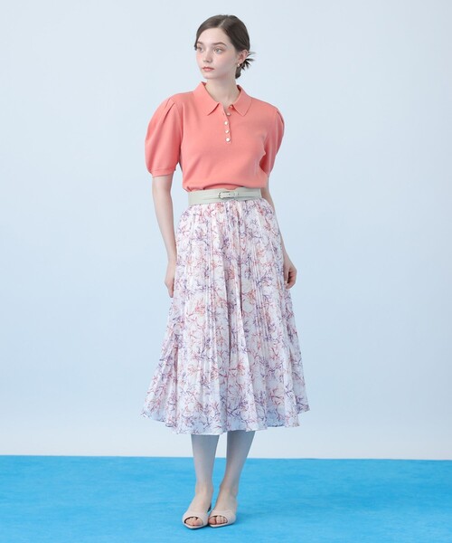 ANAYI(アナイ)の「Coral プリントローンプリーツ スカート〈セットアップ対応商品〉(スカート・レディース・ブルー/ピンク・38/36/34)」の3枚目の写真