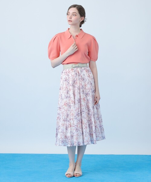ANAYI(アナイ)の「Coral プリントローンプリーツ スカート〈セットアップ対応商品〉(スカート・レディース・ブルー/ピンク・38/36/34)」の4枚目の写真