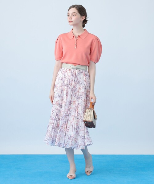 ANAYI(アナイ)の「Coral プリントローンプリーツ スカート〈セットアップ対応商品〉(スカート・レディース・ブルー/ピンク・38/36/34)」の5枚目の写真