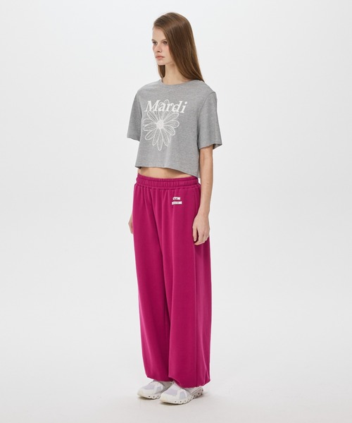 Mardi Mercredi(マルディメクルディ)の「CROPPED BASIC TSHIRT FLOWERMARDI / クロップド ベーシック Tシャツ フラワー マルディ(Tシャツ/カットソー・レディース・グレー×ホワイト・FREE)」の5枚目の写真