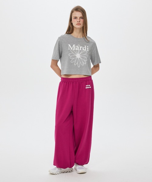 Mardi Mercredi(マルディメクルディ)の「CROPPED BASIC TSHIRT FLOWERMARDI / クロップド ベーシック Tシャツ フラワー マルディ(Tシャツ/カットソー・レディース・グレー×ホワイト・FREE)」の4枚目の写真
