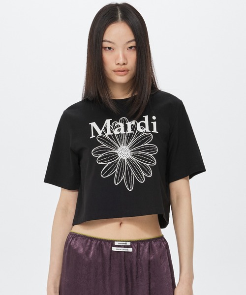 Mardi Mercredi(マルディメクルディ)の「CROPPED BASIC TSHIRT FLOWERMARDI / クロップド ベーシック Tシャツ フラワー マルディ(Tシャツ/カットソー・レディース・グレー×ホワイト・FREE)」の7枚目の写真
