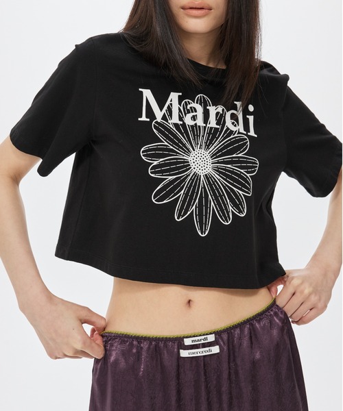 Mardi Mercredi(マルディメクルディ)の「CROPPED BASIC TSHIRT FLOWERMARDI / クロップド ベーシック Tシャツ フラワー マルディ(Tシャツ/カットソー・レディース・グレー×ホワイト・FREE)」の8枚目の写真