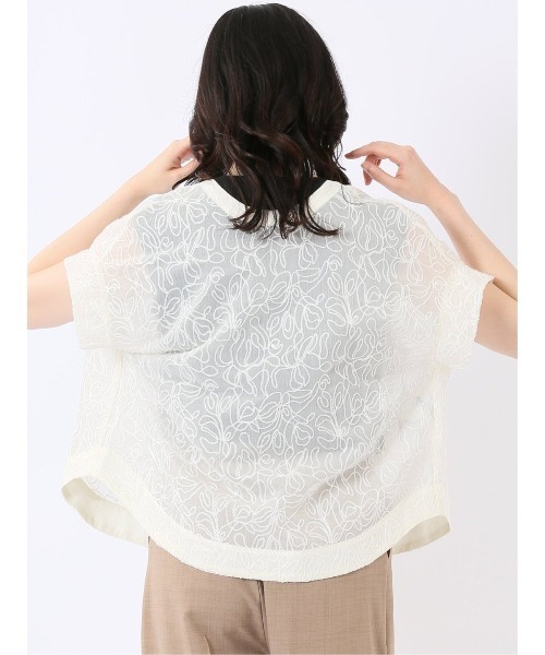 m.f.editorial（エムエフエディトリアル）の「【シアー 刺繍 前後2WAY】m.f.エディトリアル レディース オーガンジー 半袖 ブラウス（シャツ/ブラウス・レディース・アイボリー/ブラック・FREE）」の20枚目の写真