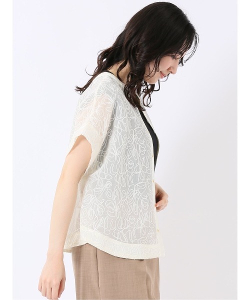 m.f.editorial（エムエフエディトリアル）の「【シアー 刺繍 前後2WAY】m.f.エディトリアル レディース オーガンジー 半袖 ブラウス（シャツ/ブラウス・レディース・アイボリー/ブラック・FREE）」の21枚目の写真