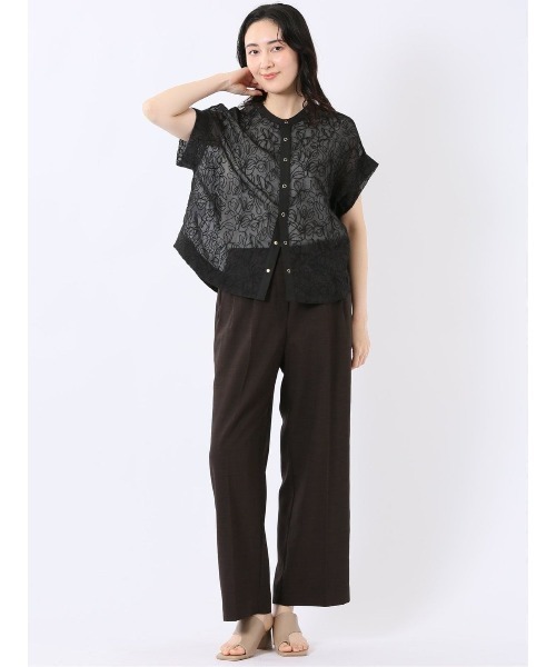 m.f.editorial（エムエフエディトリアル）の「【シアー 刺繍 前後2WAY】m.f.エディトリアル レディース オーガンジー 半袖 ブラウス（シャツ/ブラウス・レディース・アイボリー/ブラック・FREE）」の7枚目の写真