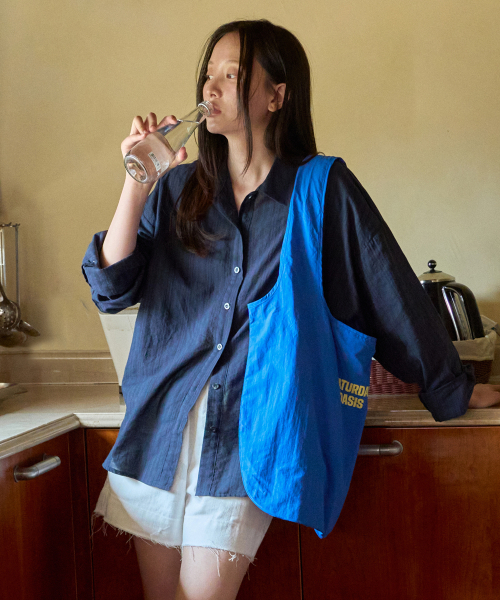 WEDNESDAYOASISFORWOMEN（ウェンズデー オアシス フォー ウーマン）の「デイライトストライプシャツ_NAVY(WB6SH08)（シャツ/ブラウス・レディース・ネイビー・FREE）」の3枚目の写真