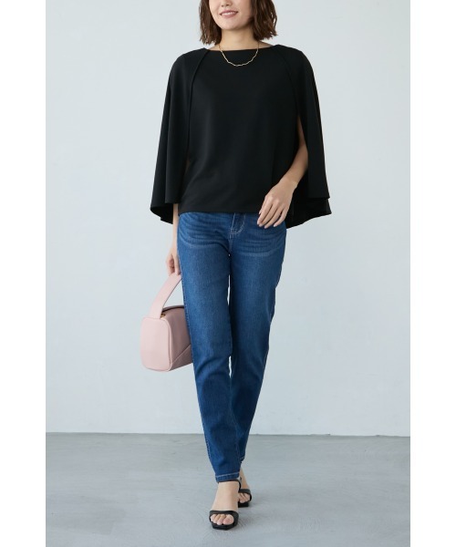 M.deux(エムドゥ)の「《BEST SELLER ITEM》 エアリーケープトップス(サマーバージョン)(Tシャツ/カットソー・レディース・オフホワイト/グレイッシュベージュ/ブラック・MEDIUM)」の6枚目の写真