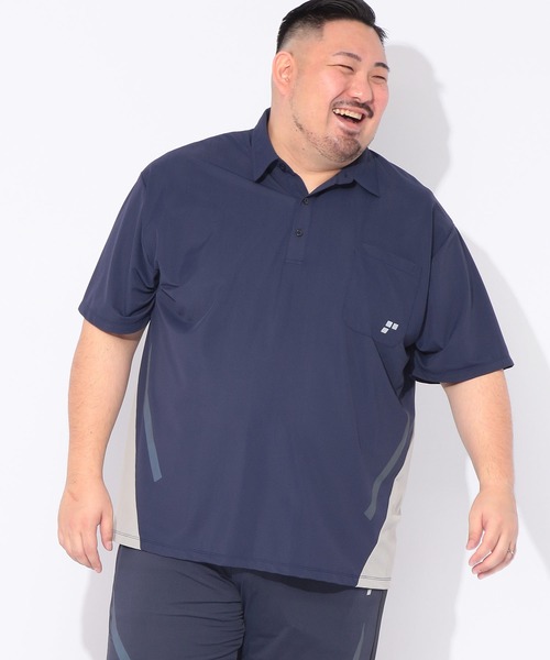 EXCELLENT FINE（エクセレント ファイン）の「ポロシャツ 半袖 メンズ 大きいサイズ 鹿の子 ポケット 切り替え シャツ EXCELLENT FINE (エクセレントファイン)（ポロシャツ・メンズ・ブラック/ネイビー・X2(4L～5L)/X3(6L～7L)/X1(3L～4L)/X4(8L～9L)）」の3枚目の写真