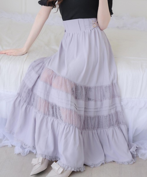couture BY ROJITA（クチュールバイロジータ）の「レース透かしロングスカート（スカート・レディース・ブラック/ホワイト/パープル・FREE）」の3枚目の写真