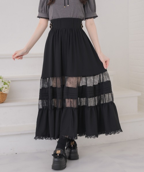 couture BY ROJITA（クチュールバイロジータ）の「レース透かしロングスカート（スカート・レディース・ブラック/ホワイト/パープル・FREE）」の2枚目の写真