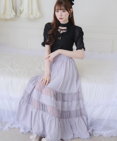 couture BY ROJITA（クチュールバイロジータ）の「レース透かしロングスカート（スカート・レディース・ブラック/ホワイト/パープル・FREE）」の14枚目の写真