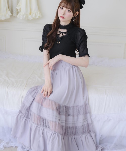 couture BY ROJITA（クチュールバイロジータ）の「レース透かしロングスカート（スカート・レディース・ブラック/ホワイト/パープル・FREE）」の15枚目の写真