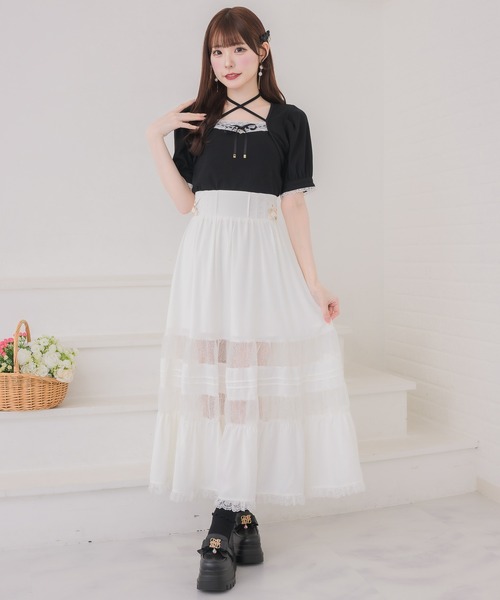 couture BY ROJITA（クチュールバイロジータ）の「レース透かしロングスカート（スカート・レディース・ブラック/ホワイト/パープル・FREE）」の10枚目の写真
