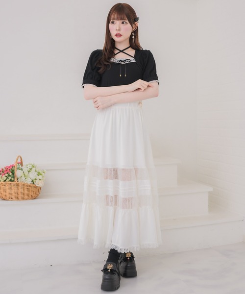 couture BY ROJITA（クチュールバイロジータ）の「レース透かしロングスカート（スカート・レディース・ブラック/ホワイト/パープル・FREE）」の12枚目の写真