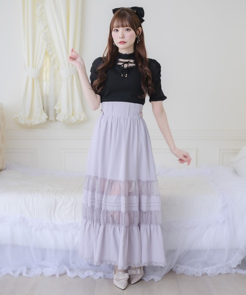 couture BY ROJITA（クチュールバイロジータ）の「レース透かしロングスカート（スカート・レディース・ブラック/ホワイト/パープル・FREE）」の5枚目の写真