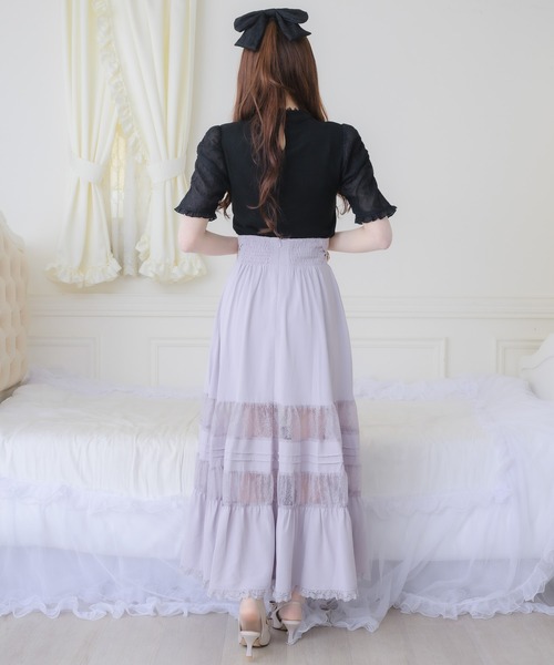 couture BY ROJITA（クチュールバイロジータ）の「レース透かしロングスカート（スカート・レディース・ブラック/ホワイト/パープル・FREE）」の8枚目の写真