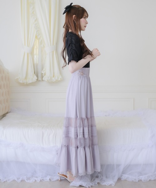 couture BY ROJITA（クチュールバイロジータ）の「レース透かしロングスカート（スカート・レディース・ブラック/ホワイト/パープル・FREE）」の9枚目の写真