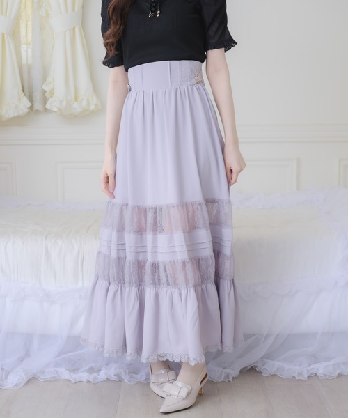 couture BY ROJITA（クチュールバイロジータ）の「レース透かしロングスカート（スカート・レディース・ブラック/ホワイト/パープル・FREE）」の21枚目の写真