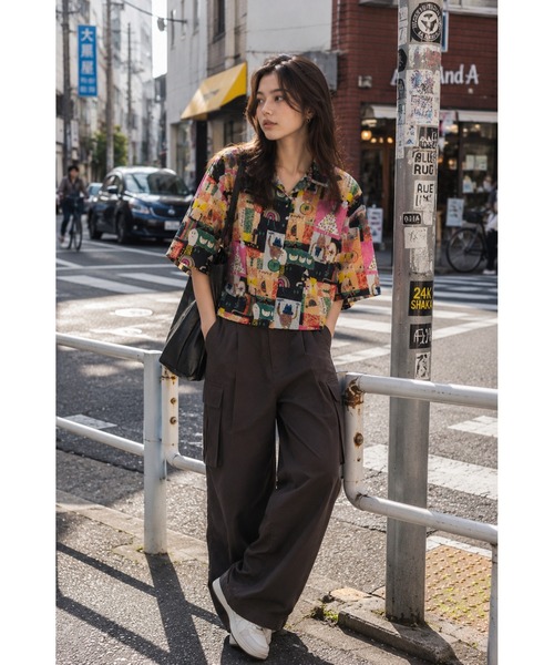 KONVINI(コンビニ)の「アートグラフィック イラストパッチワーク クロップドシャツ(シャツ/ブラウス・レディース・その他・FREE)」の11枚目の写真
