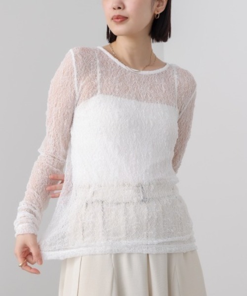 Bou Jeloud(ブージュルード)の「ストレッチレースプルオーバー(Tシャツ/カットソー・レディース・ライトブルー/アイボリー/ブラック・MEDIUM)」の22枚目の写真