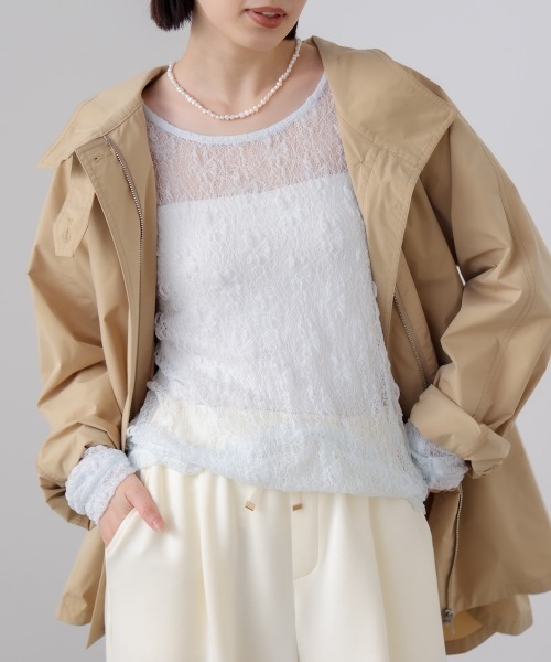 Bou Jeloud(ブージュルード)の「ストレッチレースプルオーバー(Tシャツ/カットソー・レディース・ライトブルー/アイボリー/ブラック・MEDIUM)」の21枚目の写真