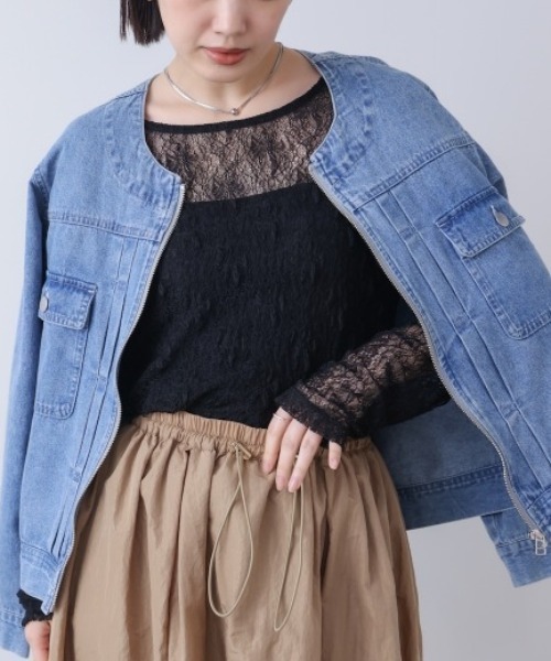 Bou Jeloud(ブージュルード)の「ストレッチレースプルオーバー(Tシャツ/カットソー・レディース・ライトブルー/アイボリー/ブラック・MEDIUM)」の8枚目の写真