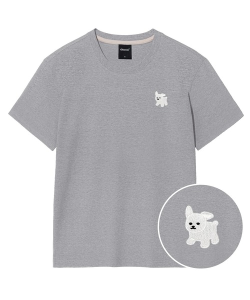 OKSTAR(オクスター)の「マルチーズ刺繍半袖(Tシャツ/カットソー・レディース・グレー/ライトグレー/ダークブルー/ダークグリーン/ライトベージュ/カーキ/クリーム/ホワイト/ダークグレー/ネイビー/ブラック・2XL/LARGE/X-LARGE/3XL/MEDIUM/SMALL/4XL)」の4枚目の写真